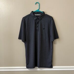 Travis Mathew Black & Grey Tiny Plaid Checker Golf Polo Shirt